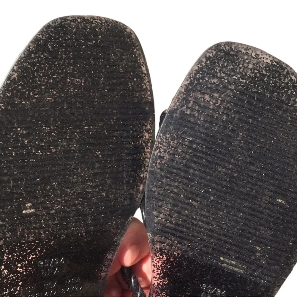 Schutz Diana Glitter Trio-Strap Jelly Slide Sandals